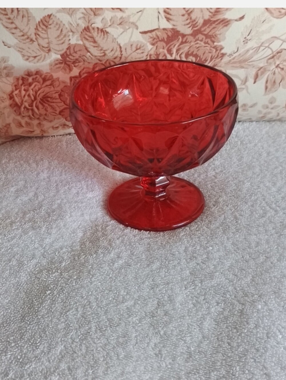 Holiday Red Glass Dessert Bowl